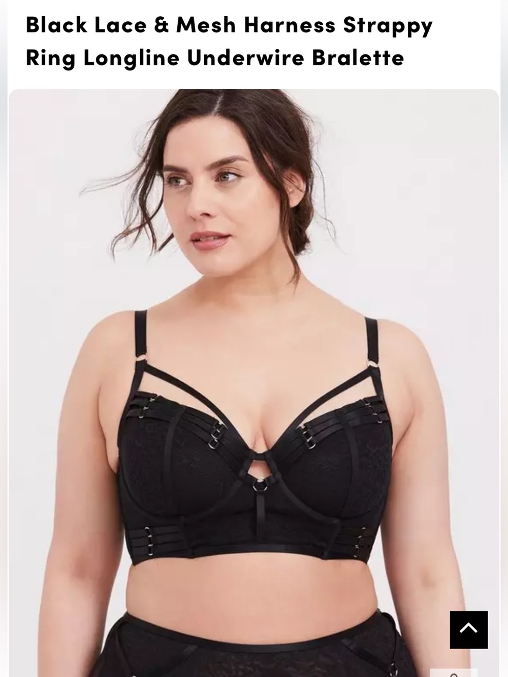 Torrid Black Lace & Mesh Harness Strappy Ring Longline Underwire Bralette Size 3